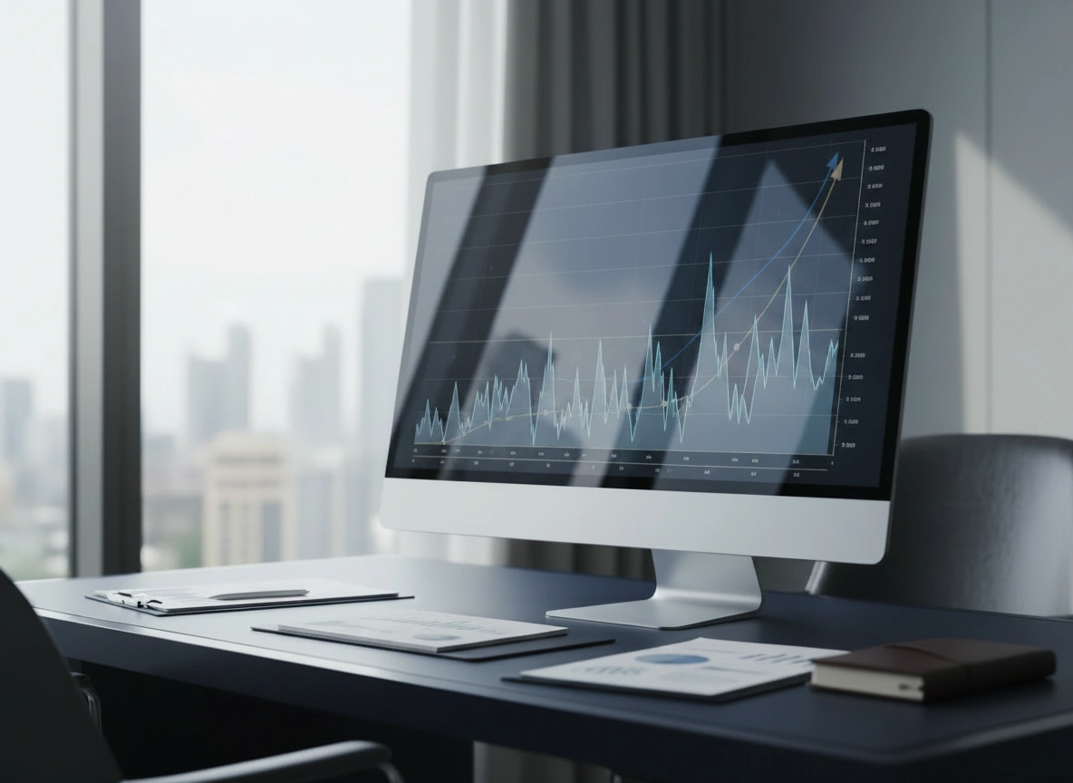 Stock market chart illustrating why the stock market goes up and down in a modern office.