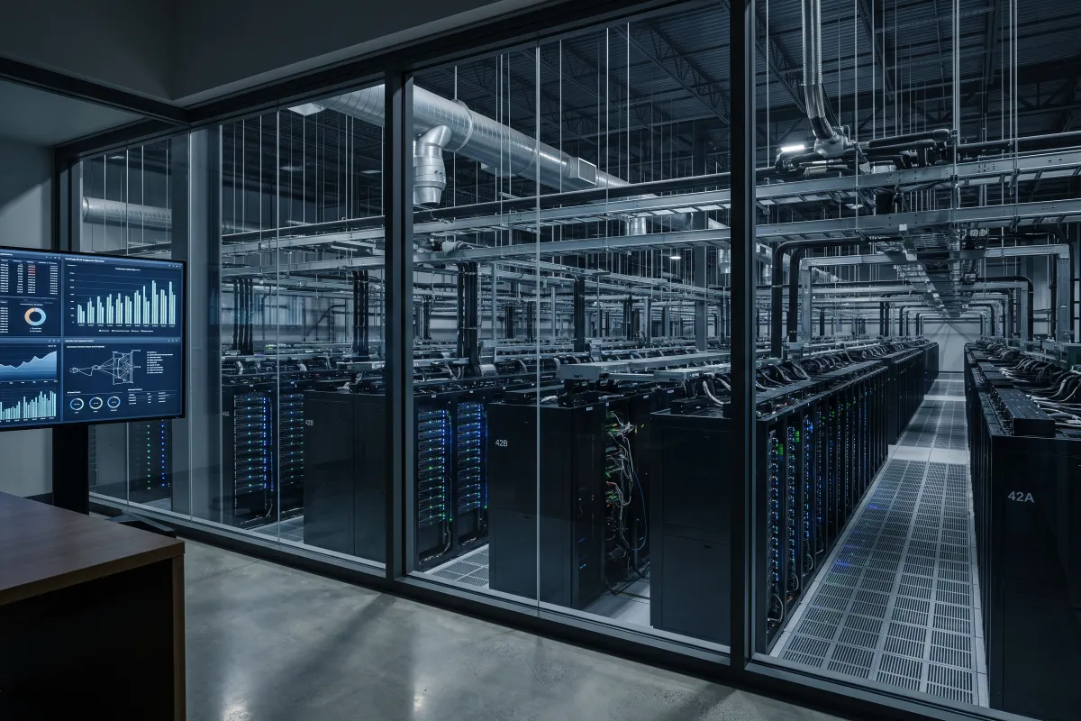 What is a neocloud illustrated by a modern AI data center with high-performance computing infrastructure