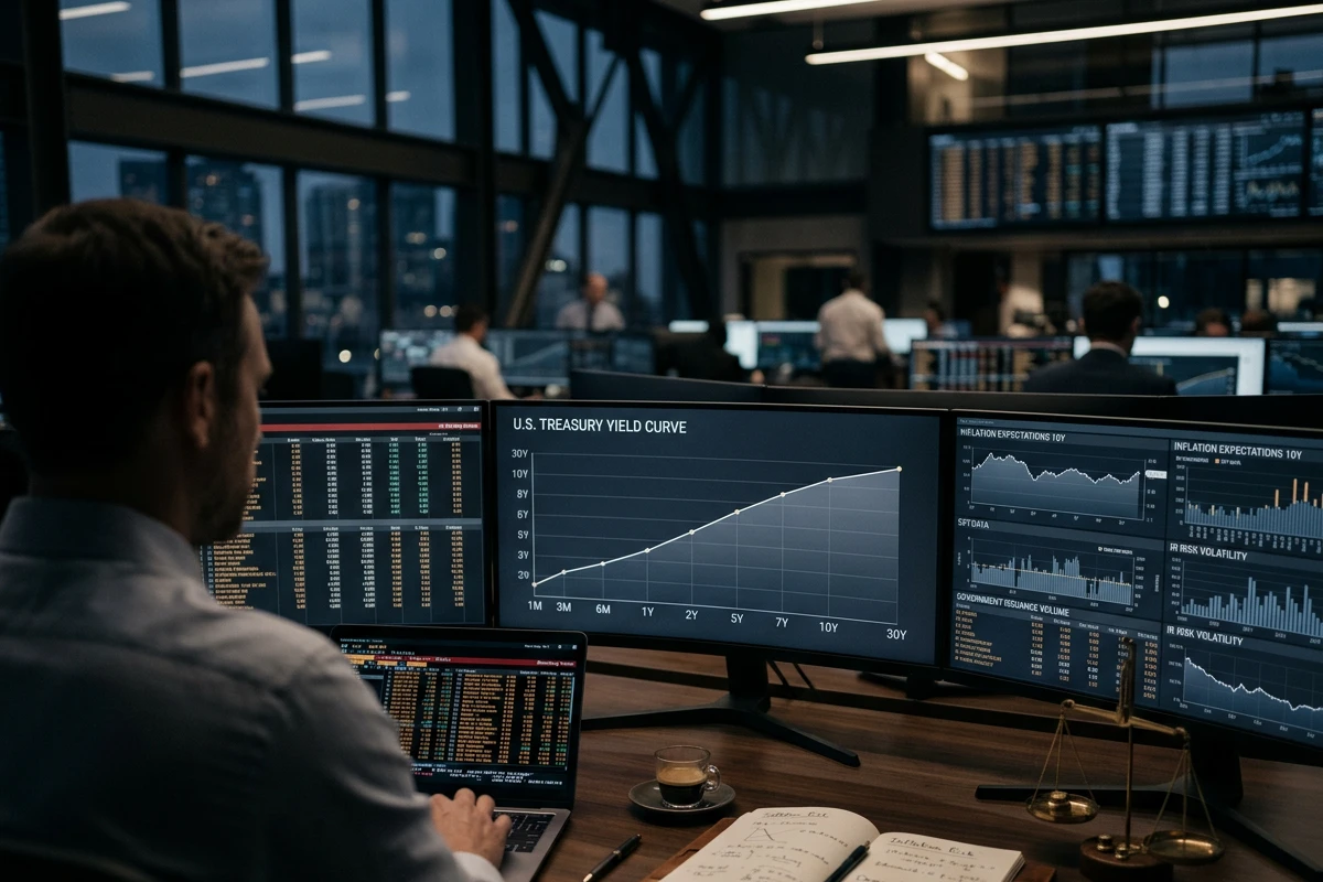 What is the term premium illustrated by an investor analyzing the U.S. Treasury yield curve and long-term market risks.