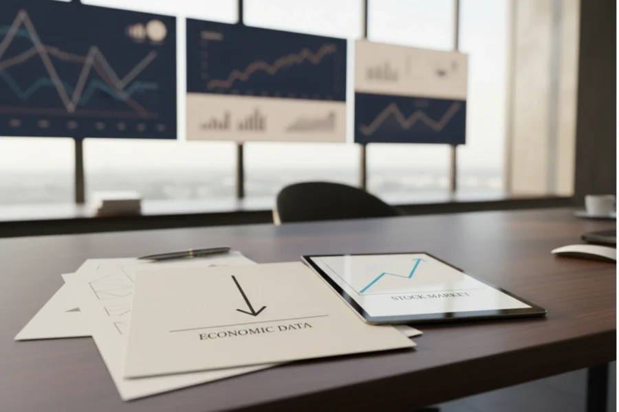 Why stocks can rise on bad economic news shown by falling economic data alongside a rising stock market