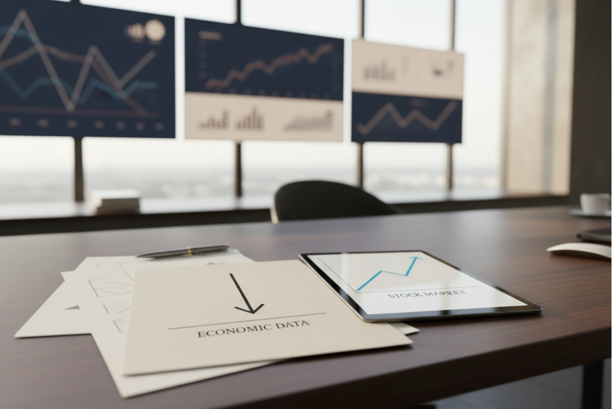 Why stocks can rise on bad economic news shown by falling economic data alongside a rising stock market
